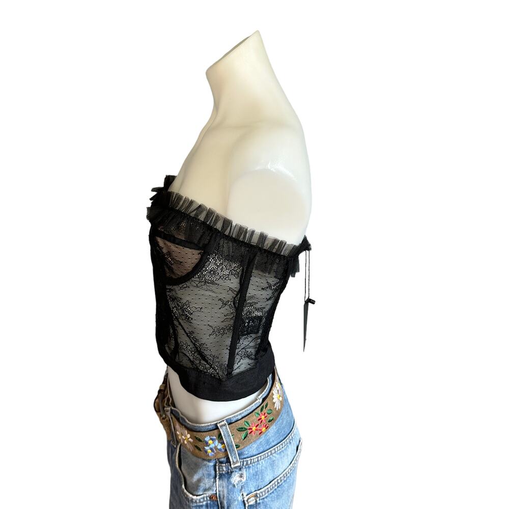 NBD Black Lace Corset Top Large Bustier Lace Tulle WhimsyGoth Cocktail $200 NEW - Picture 4 of 8
